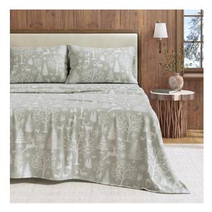 Great Bay Home Flannel Sheet Set King Size - 100% Turkish Cotton, Double-Brushed, Lodge-Printed Bed Sheets - Ultra-Soft, Cozy, 4-Piece Bedding Set (Enchanted Woods - Blue)