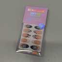 BTArtbox Press On Nails Medium - 3D Flower Almond French Tip Press On Nails with Glue for Women, Opaque Soft Gel Glue On Nails in 15 Sizes - 30 Stick On Nails Kit, Bessie & Bestie