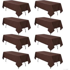 8 Pack Brown Tablecloth 60 x 102 Inch Rectangular Table Cloth for 6 Foot Rectangle Tables, Wrinkle Resistant Washable Rectangle Fabric Table Covers for Wedding Party Banquet Buffet and Camping