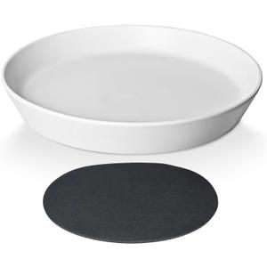 Plant Saucers 12 Inch (12.7 Inch) Plant Trays, Durable Round Glazed Ceramic Flower Plant Water Drip Tray for Pots Planter (13", White)