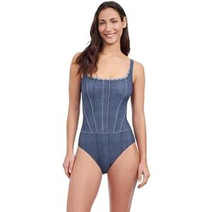 Profile by Gottex Womens Jeans Print Women’s One Piece Bathing Suit 10