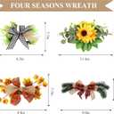 Interchangeable Welcome Sign for Front Door with 4 Seasonal Wreaths and 14 Changeable Icons, Farmhouse Front Door Signs, Door Decoration Porch Decor, Seasonal Wooden Home Sign home dcor (6wood)