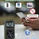 Bluetooth AM FM Shortwave Radio with NOAA Weather Alert,1250mAh Rechargeable Portable Pocket Radio with Best Reception,5W Big Speaker, Digital Tuner and Earphone,Support SD Card and USB MP3 Player