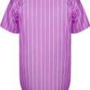 MESOSPERO Blank Jersey Plain Hipster Hip Hop for Men Button-Down Baseball Jersey Short Sleeve Shirt (Purple, S)