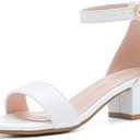 LAURMOSA Girls High Heels Sandal for Girls Open Toe Ankle Buckle Strap Dress Shoes for Little Big Kids in Wedding Party Block Chunky Pump Sandals, Size 1