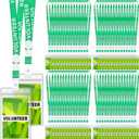100 Sets Green Volunteer Lanyards with ID Badge Holder, Breakaway Work Badge Lanyard with Plastic Buckle for School, Church Fundraising Event Staff