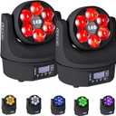 Moving Head Light 6x15W Mini Bee Eye Dj Light RGBW 4in1 LED Stage Lighting Rotate Beam Effect DMX512 Sound Activated for dj bar Parties Wedding Bar Church Show, Pack of 2