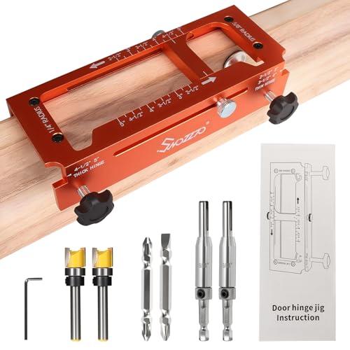 Metal Door Hinge Jig, Adjustable Router Jig Fits Door Hinges 2.5"–5" Length & Thicknesses, Universal Template for Round (1/4" & 5/8" Radius) and Square Corners