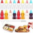 18Pcs Mini Condiment Squeeze Bottles Set,16 Pcs 25 Ml Bear Shaped Mini Ketchup Bottle for Lunch Box with Cleanbrush Funnel Accessories for Ketchup, Liquids, Sauces Syrup (4 color)
