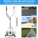 20" Pressure Washer Surface Cleaner with 304 Industrial-Grade Stainless Steel Housing, Dual Handle, Driveway Pressure Washer Attachment, 2 Replacement Nozzles, for Concrete, Sidewalk, Deck, 4500 PSI