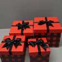TaoBary 4 Pcs Buffalo Plaid Nesting Gift Boxes Stackable Red Black Decorative Boxes with Lids Nested Storage Cube for Holiday Birthday Party Gift Decor