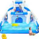 Inflatable Bounce House for Kids, 12.1 FT x 10.3 FT Small Blow Up Water Slide for Backyard, Dual Slides, Bouncy Castle, Climbing Wall, Basketball Hoops, Included Blower