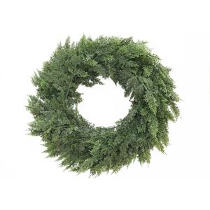 24 Inch Christmas Wreaths for Front Door Real Touch Cedar Wreath Artificial Green Wreath for Wall Windows Indoor Outdoor Christmas Decor