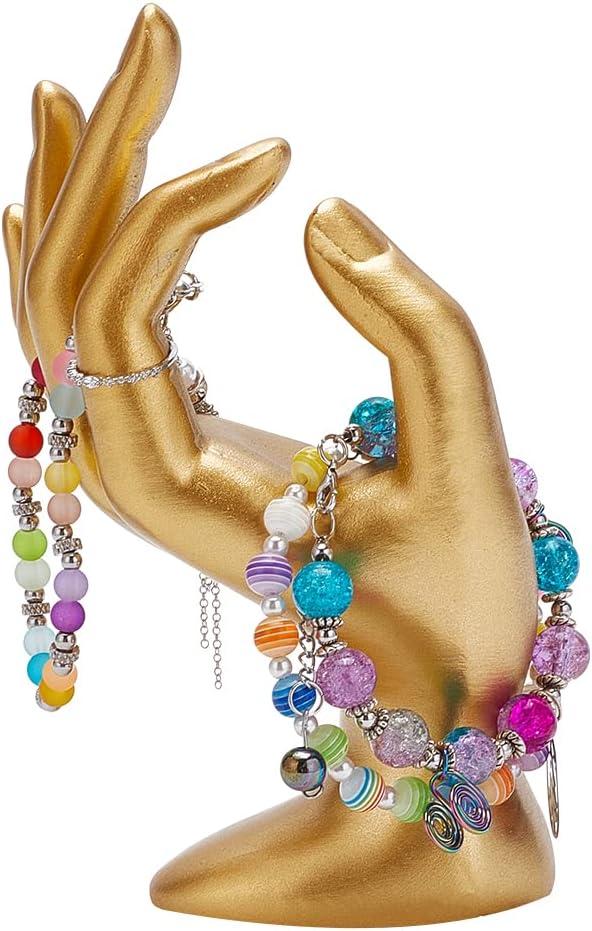 Hand Jewelry Display Holder Gold OK Shaped Hand Ring Jewelry Organizer Stand Watch Stand Support Holder for Earring Ring Bracelet Storage Room Decor 2.76 x 3.54 x 6.3 Inches