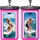 Hiearcool Waterproof Phone Pouch,Waterproof Phone Case for iPhone 17 16 15 14 13 Pro Max Plus up to 8.3",IPX8 Cellphone Dry Bag for Beach Cruise Travel-Bright Red-2Pack