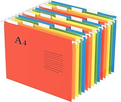 Oterri Hanging File Folders, A4 Size with 5 Elegant Colors to Choose, 1/5Cut Adjustable Tab,15pcs Per Box