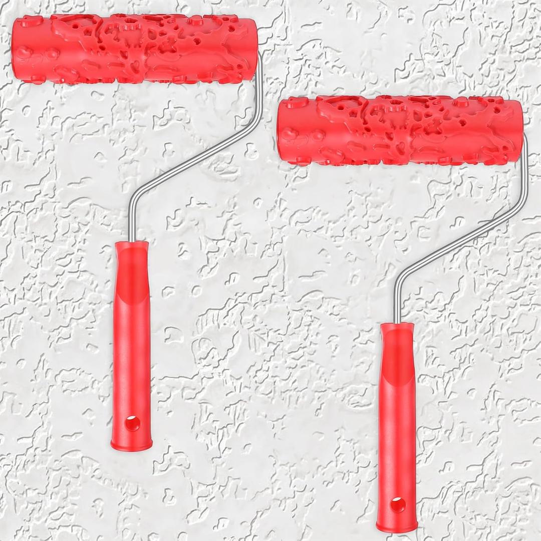 2pcs 7'' Texture Roller Sleeve Wall Texture Stencil Brush Pattern Paint Roller Classic Rubber Embossed Paint Rollers Pattern Decor DIY Paints for Thick Slurry Elastomeric Coatings Not Paints Rollers