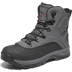 NORTIV 8 Men's Insulated Waterproof Construction Hiking Winter Snow Boots (10, Grey)