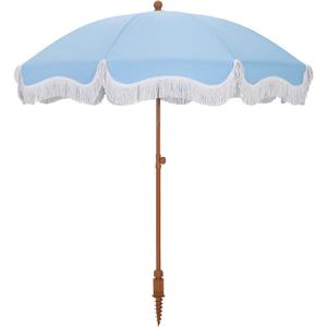HERA'S PALACE 7ft Heavy Duty Beach Umbrella with Sand Anchor, Fringe Umbrella for Sand, UV 50+, Patio Umbrella with Tilt Pole for Garden Pool Backyard