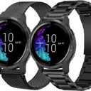 Metal Bands for Garmin Vivoactive 4/Venu 2 3 4 45mm/Forerunner 570(47mm)/255/265/945 Watch Bands, 22mm Metal band Strap for Amazfit GTR 4,GTR 3,GTR 2,2e,Ticwatch Pro 3,Fossil Gen 5 for Women and Men Black