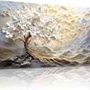 XIGUANGART White Tree of Life Canvas Wall Art Mountain Landscape Farmhouse Paintings Modern Minimalist Abstract Artwork for Walls Pictures for Living Room Bedroom Dining Room Office Home Wall Decor,40"L x 20"W, Abstract Tree Painting