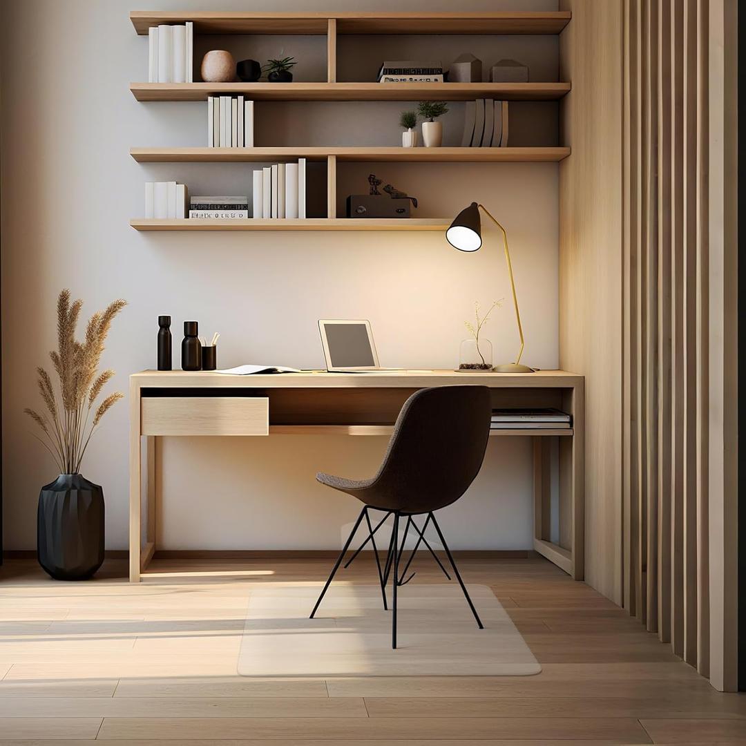 Office Chair Mat for Hardwood Floors, 26"X28" Slip Resistant Under Desk Hard Wood Floor Protector, Desk Mat for Chair Stay in Place Plastic Computer Mats for Rolling Work Chairs, Not for Carpet (Clear)