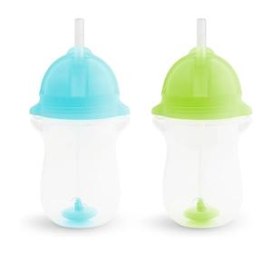 Munchkin Any Angle Weighted Toddler Straw Cups with Click Lock Lid, 10 Ounce, 2 Pack, Blue/Green