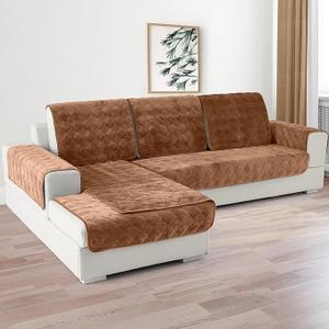 Deep Dream Couch Cover, Sectional Couch Covers, Sofa Covers for 3 Cushion Couch, Couch Cover for Dogs Pets Recliner Loveseat L Shaped, Anti-Slip Sofa Covers 46 x 35 Inch - Light Coffee (Only 1 Piece)