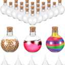 Layhit 24 Pcs Spherical Plastic Potion Bottles Ball Shape Round Bottles 3.4 oz Sand Art Jar with 5 Funnels Decorative container Candy Jar for Valentines Birthday DIY Crafts(Brown,Cork Stopper)