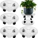 KvyusFlourish 4 Packs 13 Inches Large Clear Plant Caddy Plant Saucers on Wheels Rolling Plant Stands Heavyduty Plant Dolly Plastic Planter Roller Base Pot Movers Outdoor Plant Tray Coaster