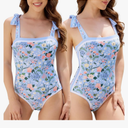 Reversible Floral One Piece Swimsuit for Women Double-Sided Bathing Suit Adjustable Straps & Built-in Padding Swimwear,L
