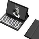 Keyboard Case for Lenovo Tab M10 Plus 3rd Gen 10.6 Inch, Cute Color Folio Stand Cover with Round Key Magnetic Detachable Keyboard for M10 Plus FHD Tablet(TB-125FU TB-128FU TB-128XU), Black (Tab M10 Plus 10.6inch 2022)