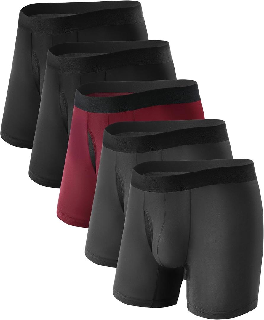 TIICHOO Washable Incontinence Underwear for Men with Leak Proof Protection, Discreet Boxer Briefs for Bladder Leakage 5-Pack M