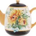 Sunflower Fields 40 oz Ceramic Teapot with Lid Great for Steeping Loose Leaf or Bagged Tea, Ideal for Gifting, Entertaining, and Everyday Use