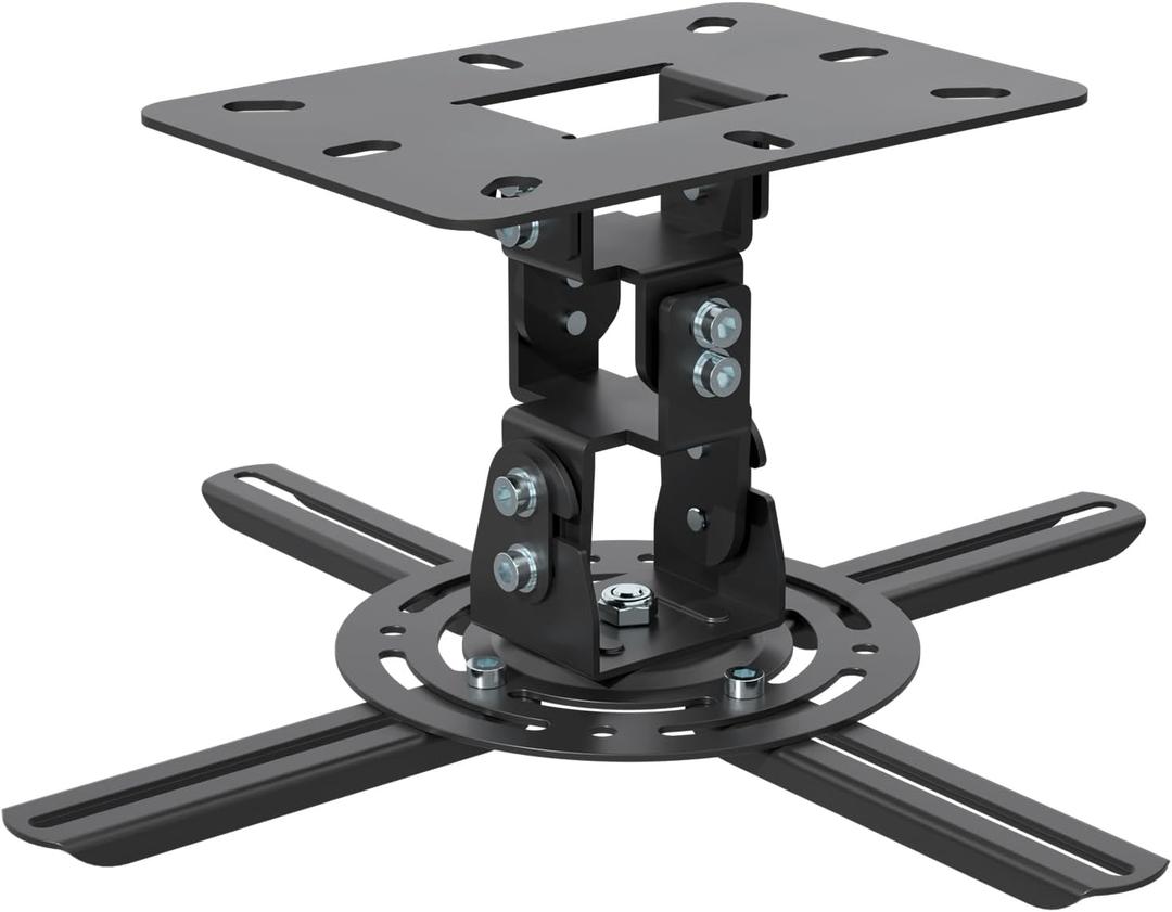 Universal Projector Ceiling Mount Low Profile Projector Mount w/Retractable Arms and Multiple Adjustment Function, Black PR14B