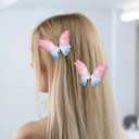 Pearl Butterfly Hair Clips Dainty Butterfly Wings Sparkly Hair Styling Clips Pink & Blue Gradient Metal Barrettes Non-Slip Hairpin for Women Headwear Gifts