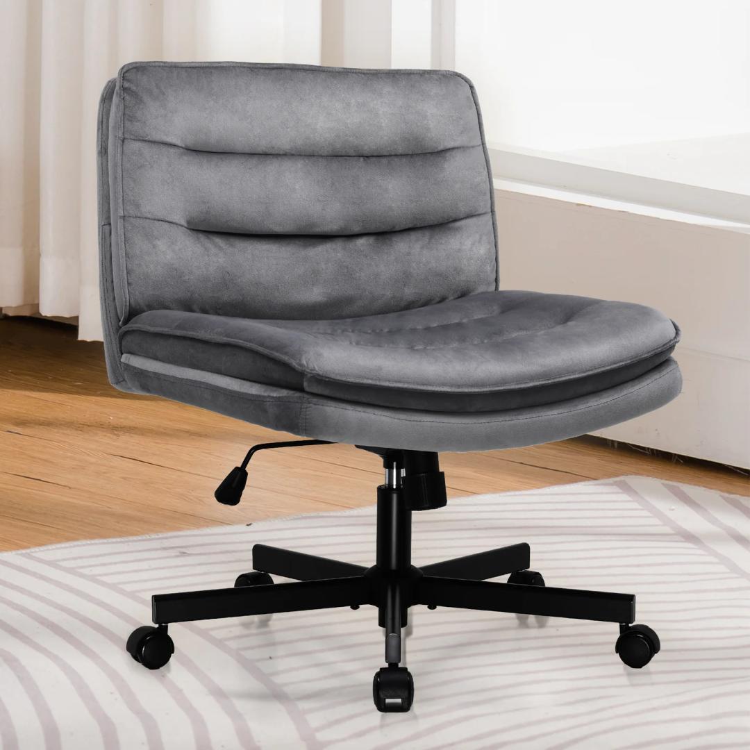 COMHOMA Armless Adjustable Criss Cross Vanity Computer Chair CH310 Gray Velvet