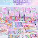 320PCS Mermaid Party Favors Birthday Decorations Supplies Kit with Goodie Bags, Bubble Wands, Straws, Masks, Stickers & More for 12 Guests