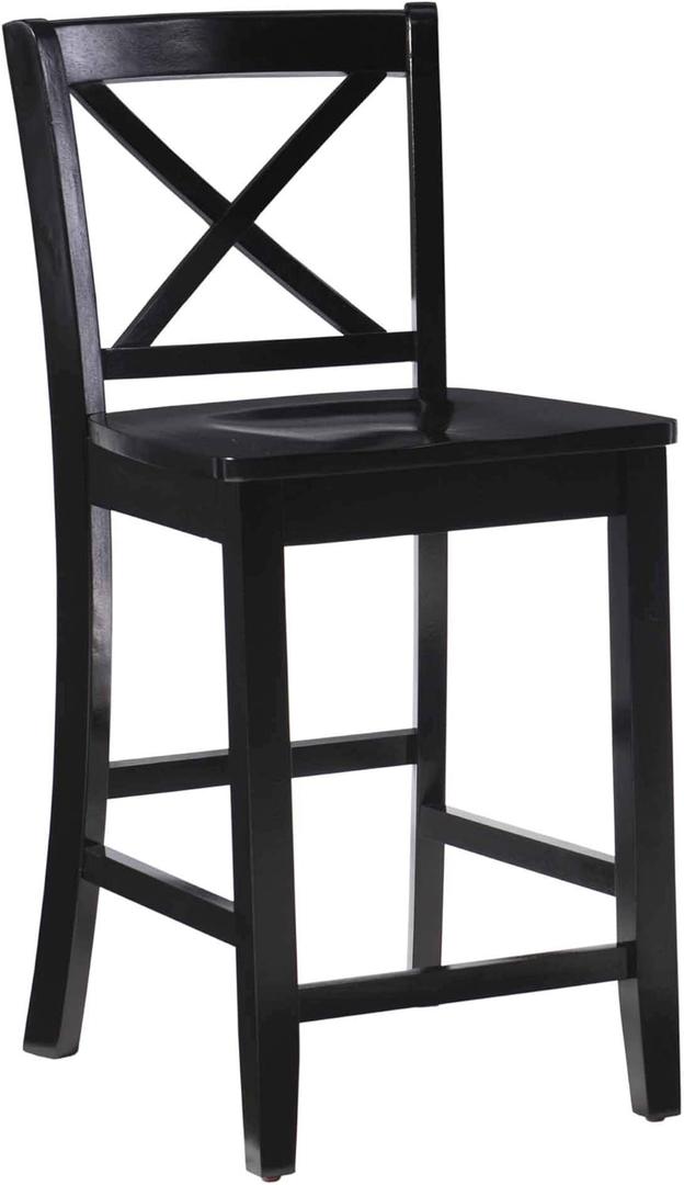 Linon Home Dcor Black X Back Counter Stool, 16" W x 17.91" D x 37.01" H