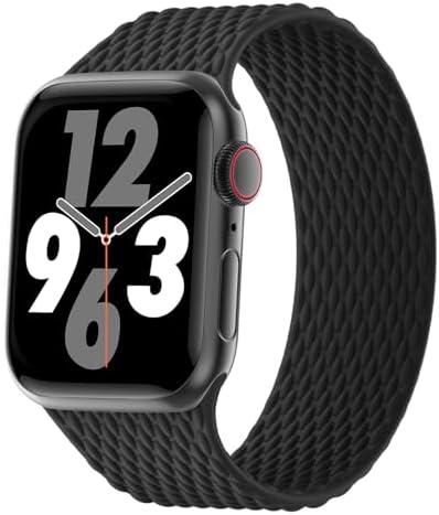 Silicone Braided Solo Loop Compatible with Apple Watch Band 38mm 40mm 41mm 42mm 44mm 45mm 46mm 49mm, Stretchy Elastic Sport Strap Compatible for iWatch Series 10/9/8/7/6/5/4/3/2/1/SE/Ultra/Ultra 2