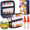 ARTISTRO Dual Tip Acrylic Paint Markers - Artists Drawing Set Easy for All Ages & Levels Acrylic Paint Pens for Fabric, Rocks, Paper, Wood, Canvas, Glass, DIY (Dual Tip Brush + Fine, 72)