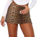 Womens Mini Skorts Sexy Mid-Waisted Pencil Bodycon Short Skirts with Side Split 2025, Extra Small, Yellow Cheetah 