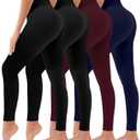 4 Pack Leggings for Women Butt Lift High Waisted Tummy Control No See-Through Yoga Pants Workout Running Leggings (Small-Medium, 03-assort03)