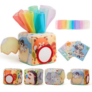 Baby Tissue Box Toy for Babies 6-12 Months - Montessori Sensory Toys for Babies 1 Year Old - Boy Girl Shower Gifts 6 9 12 18 Months Old