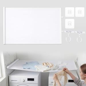 Novabright 30 x 70 Inch Retractable Flat Drying Rack Clothes Drying Rack Automatic Rebound Wall Mounted Space Saving Sweater Dryer with 3 Positioning Stickers 2 Hooks for Apartment Laundry Room