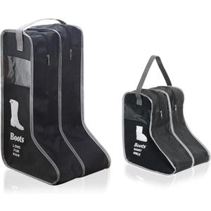 2 Pack Portable Boots Storage Bag, Tall/Short Boot Carry Bag Boots Organizer, Shoe Bags for Storage and Travel Dust Proof Travel Shoe Bags for Packing (Black)