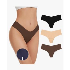 OVRUNS Camel Toe Underwear for Women Low Waist Camel Toe Thong Seamless Workout Cameltoe Proof Concealer Panties 3 Pack, Size M