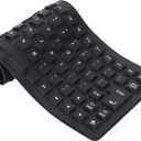 Silicone Folding Keyboard Portable Soft Keyboard Kit, USB Wired Silicone Rolling Keyboard for PC 85 Keys Standard Keyboard Light Weight Silent and Soft Flexible Keyboard Tool (Black)