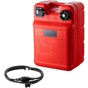 VEVOR Marine Tank, 6.34-Gallon/24-L Portable Tank with 9.8ft Hose, Gauge for Outboard Engine, Yacht, Fishing, Deck Boat, Red