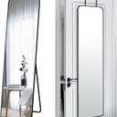 57x16" Full Length Mirror Floor Stand,Over the Door,Wall Mounted Black | HD Crystal Clear Tempered Glass,Aluminum Frame,Full Body Dressing Make-Up Mirrors Rect Hang for Bedroom,Bathroom,Living Room